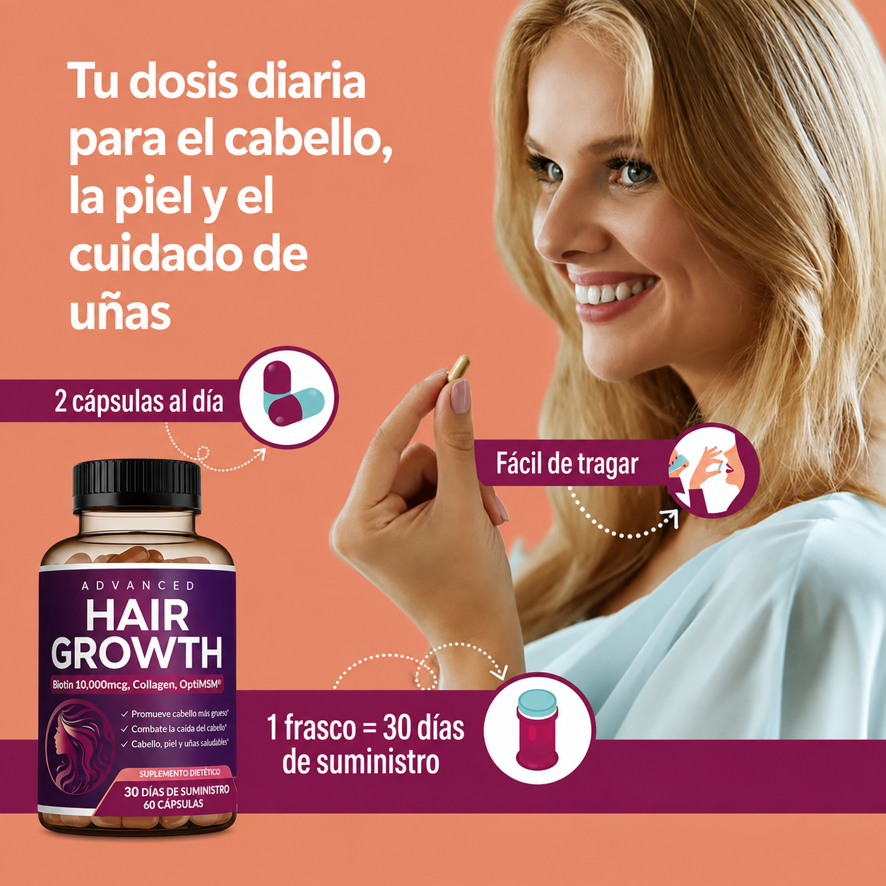Aviora™ Suplemento Avanzado para el Crecimiento del Cabello