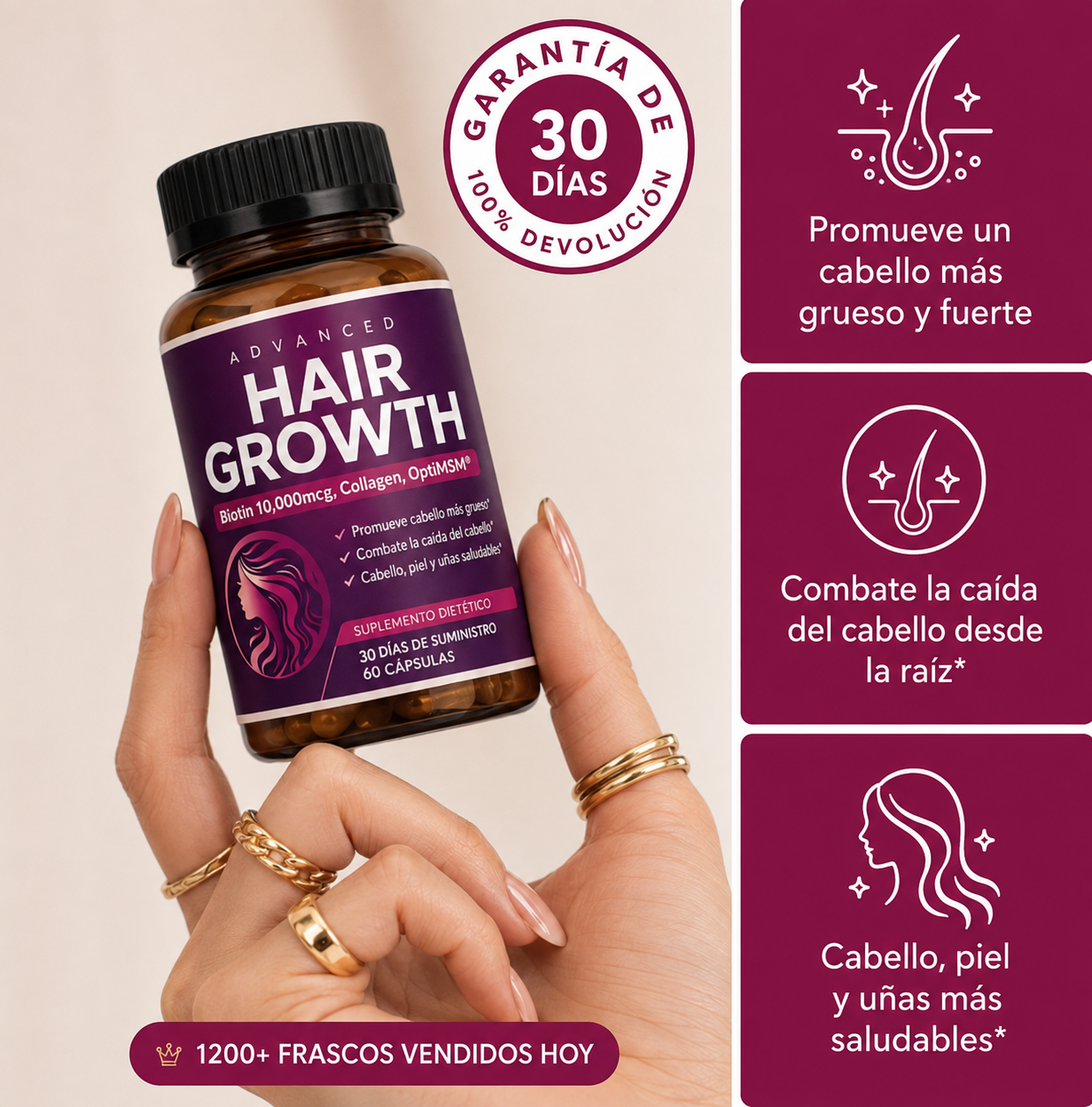 Aviora™ Suplemento Avanzado para el Crecimiento del Cabello