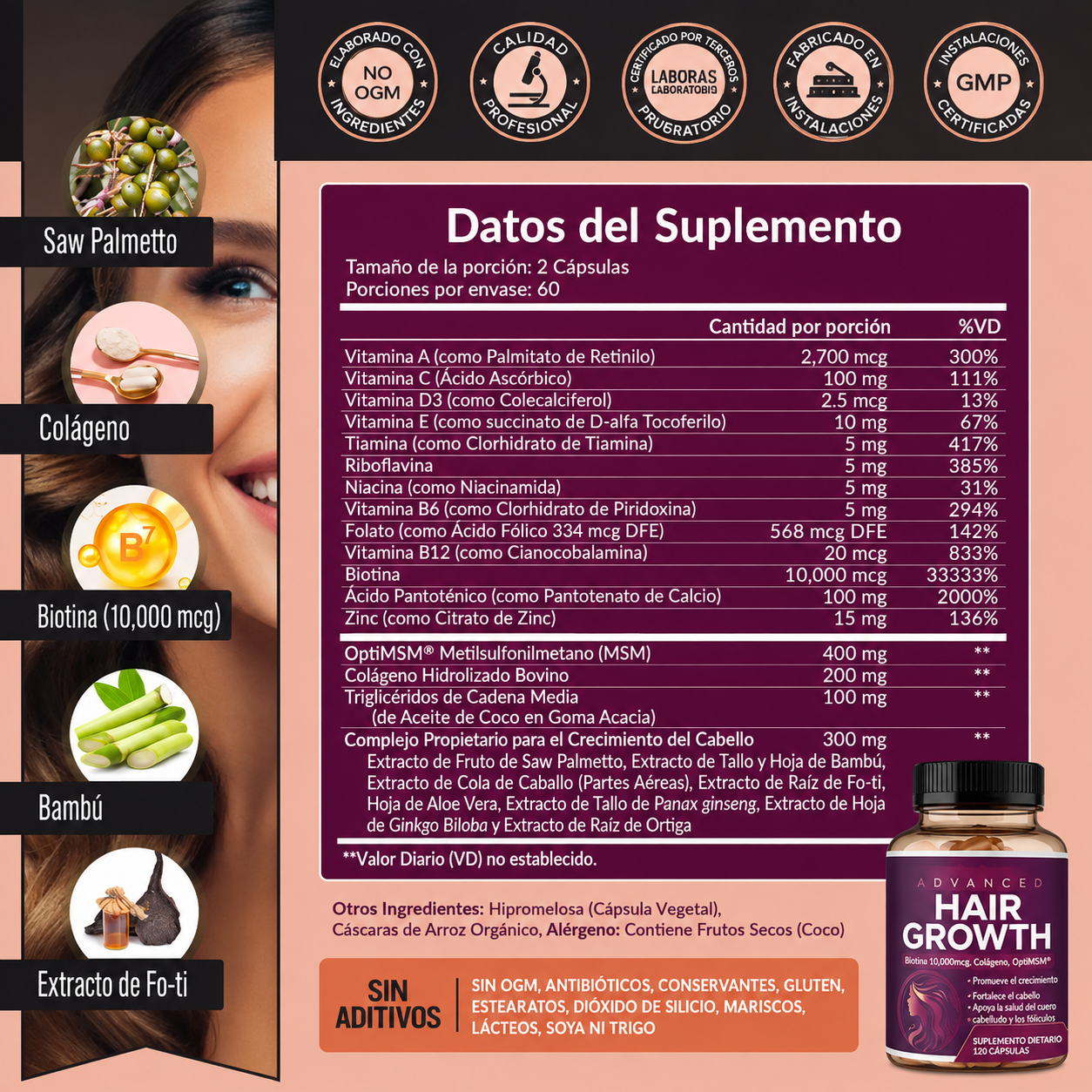 Aviora™ Suplemento Avanzado para el Crecimiento del Cabello